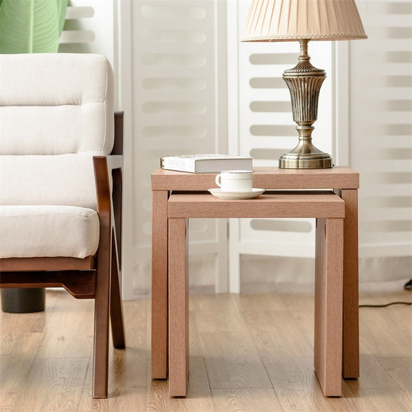 Set of 2 Wooden Finished Nesting Tables for Coffee/Living Space