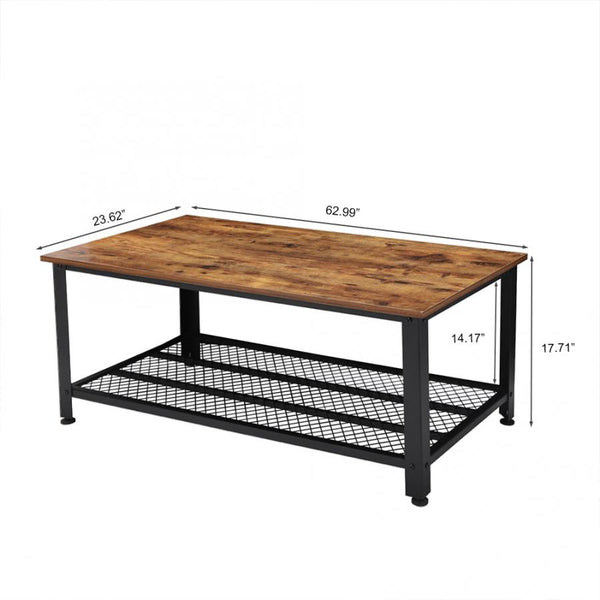 Industrial Vintage Wood Iron Rectangle Coffee Table