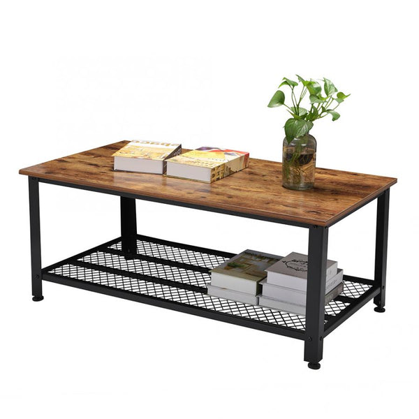 Industrial Vintage Wood Iron Rectangle Coffee Table