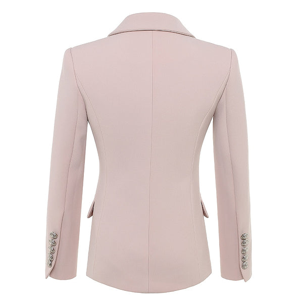 Luxury Double Breasted Pink Suit Jacket Power Blazer