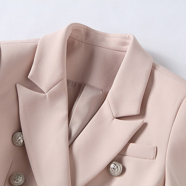 Luxury Double Breasted Pink Suit Jacket Power Blazer