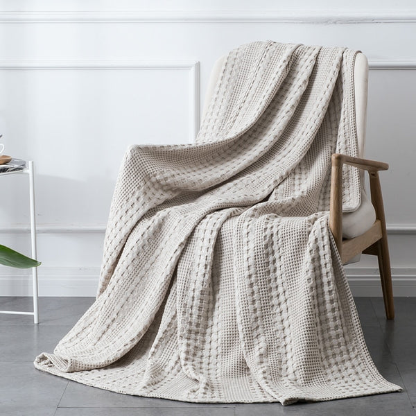 Woven Cable Knit 100% Luxury Cotton Throw Blanket