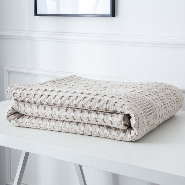 Woven Cable Knit 100% Luxury Cotton Throw Blanket