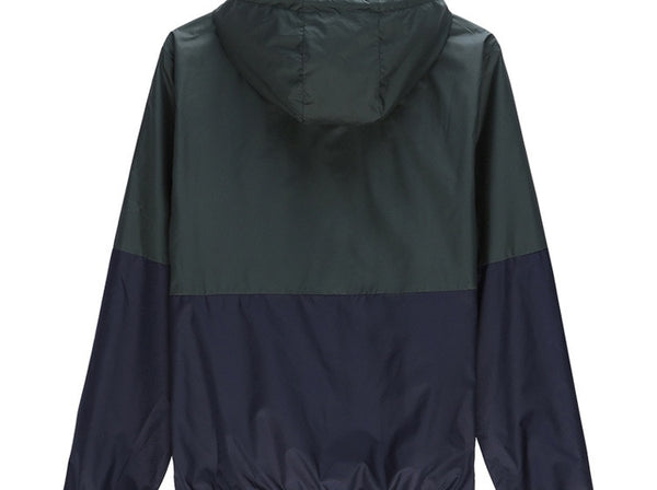 Men's Casual Quality Color Contrast Hooded Windbreaker