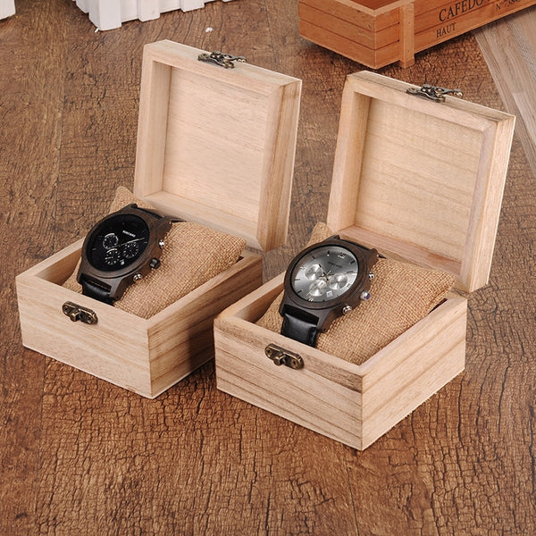 Men's Handmade Luxury Date Chronograph Watch w Hardwood Case