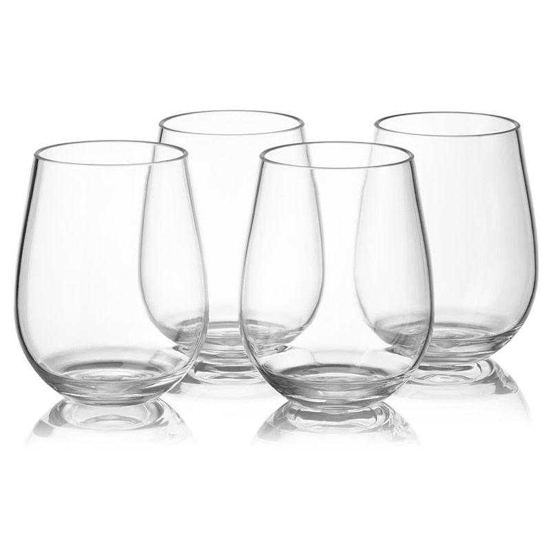 4Pcs Set of Elegant Stemless Shatterproof Wine Glasses