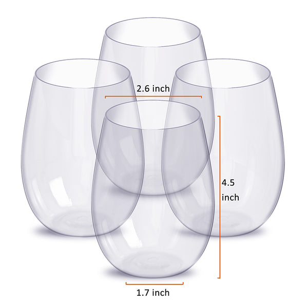 4Pcs Set of Elegant Stemless Shatterproof Wine Glasses