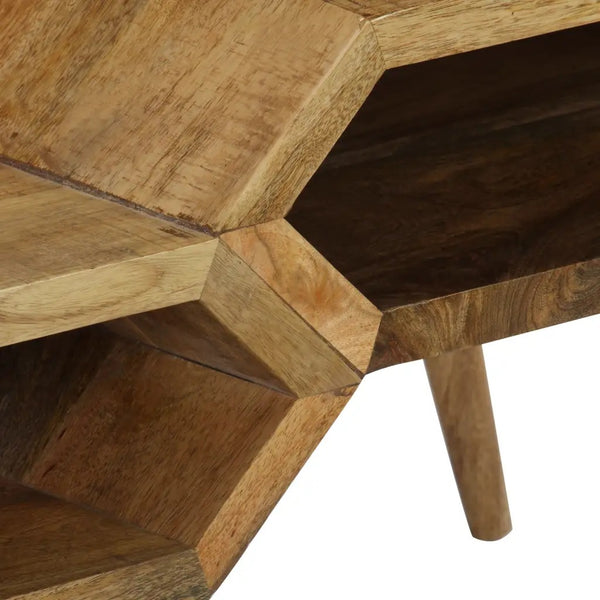 Modern Contemporary Slanted Geometric Wooden Coffee Table