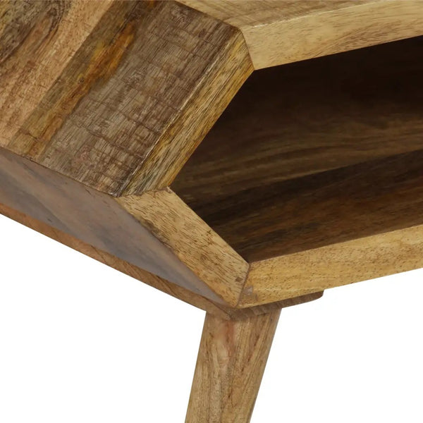 Modern Contemporary Slanted Geometric Wooden Coffee Table