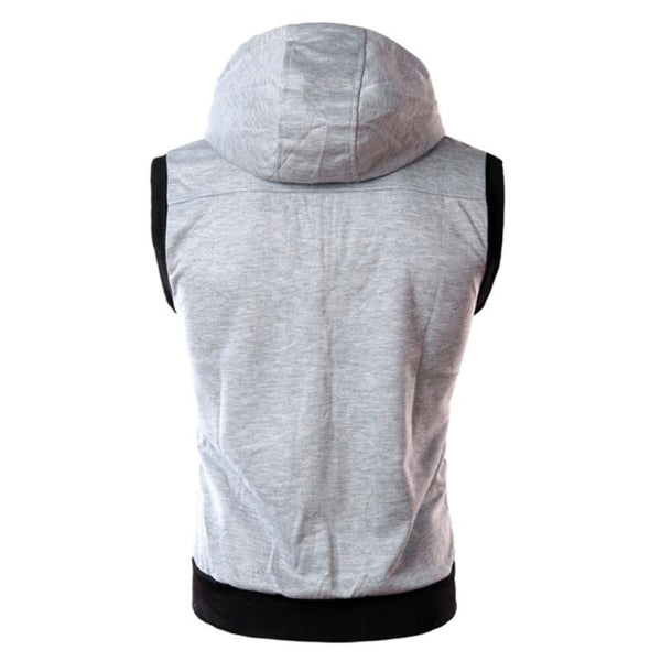 Men's Sleeveless Training Zip Up Hoodie w Pectoral Pockets