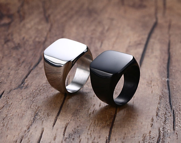 Men's Flat Face Luxury Signet Cocktail Ring