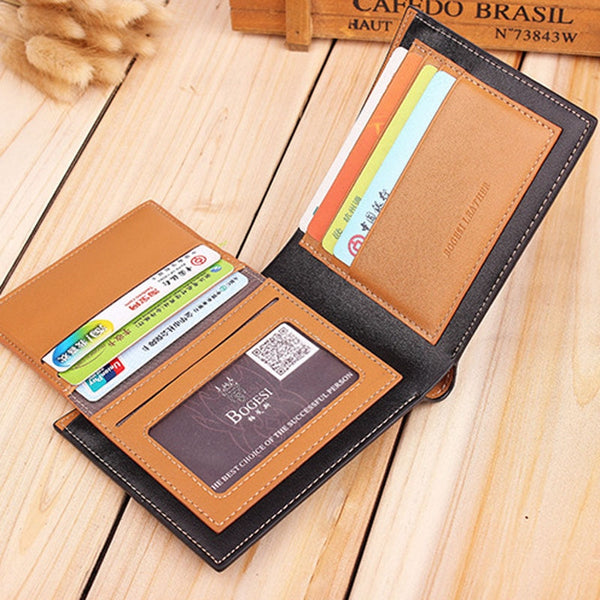 Luxury Striped Men's Tri Fold Wallet w Multi Compartment