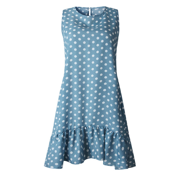 Iconic Polka Dot Summer Dress w Ruffled Point Texture