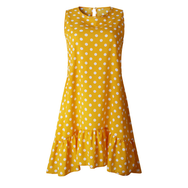 Iconic Polka Dot Summer Dress w Ruffled Point Texture