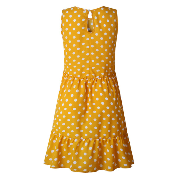 Iconic Polka Dot Summer Dress w Ruffled Point Texture