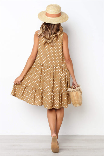 Iconic Polka Dot Summer Dress w Ruffled Point Texture