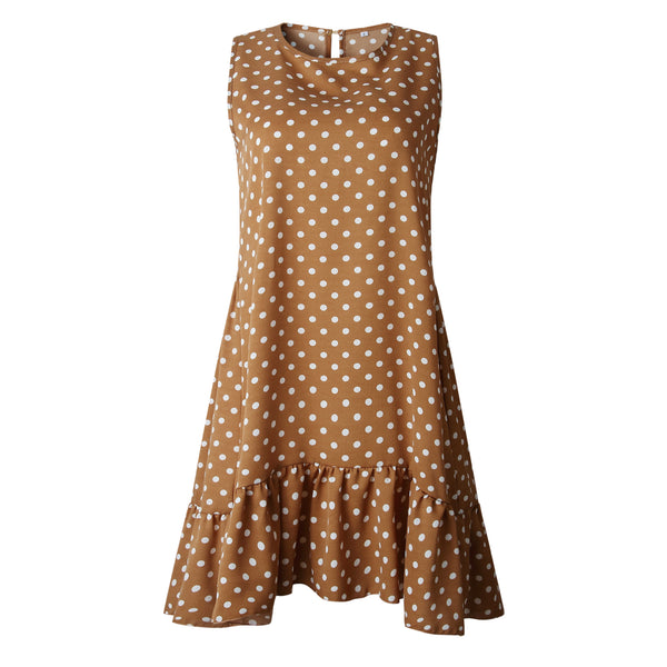 Iconic Polka Dot Summer Dress w Ruffled Point Texture