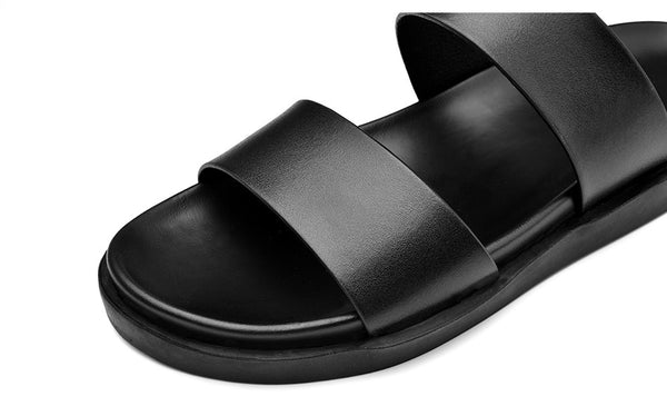 Men's Minimalist Dual Strap Designer Sandals in Black