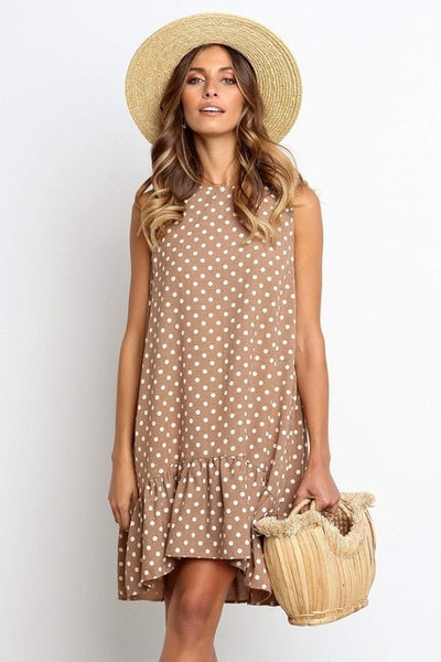 Iconic Polka Dot Summer Dress w Ruffled Point Texture