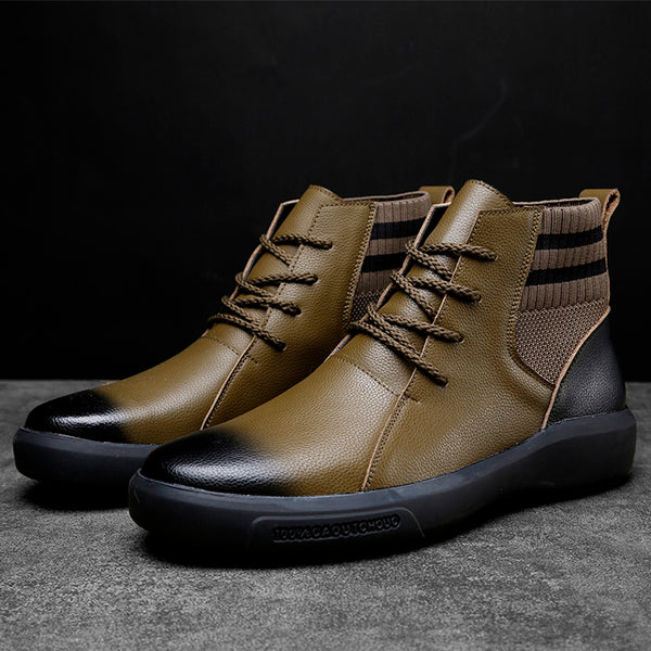 Men's Waterproof Casual High Top Leather Non-Slip Shoe