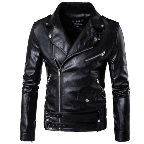 Men's Iconic Black Leather Biker Motorcycle Jacket