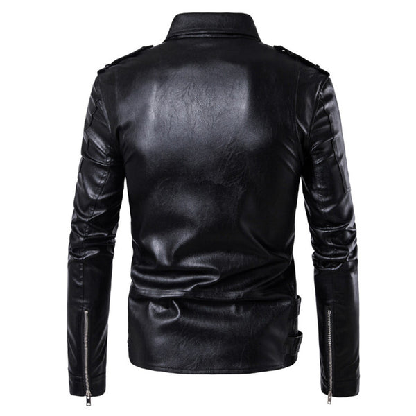 Men's Iconic Black Leather Biker Motorcycle Jacket