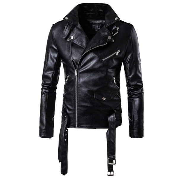 Men's Iconic Black Leather Biker Motorcycle Jacket