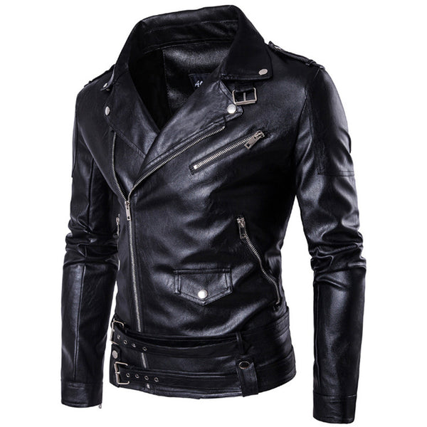 Men's Iconic Black Leather Biker Motorcycle Jacket