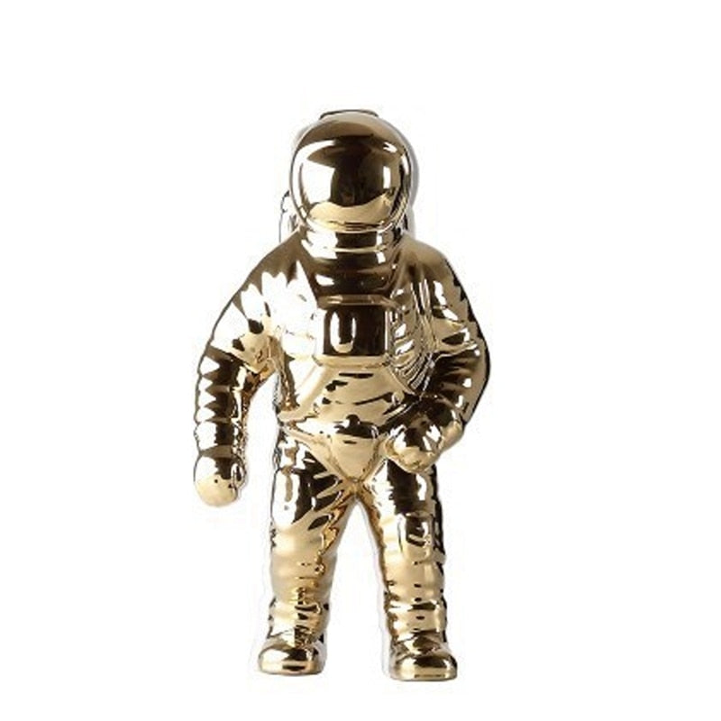 Ceramic Modern Art Golden Astronaut Sculpture