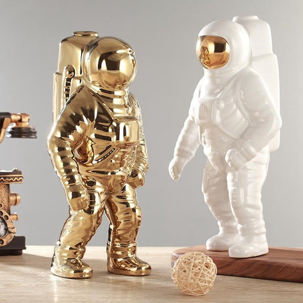 Ceramic Modern Art Golden Astronaut Sculpture