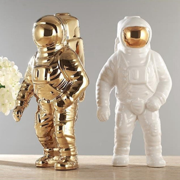 Ceramic Modern Art Golden Astronaut Sculpture