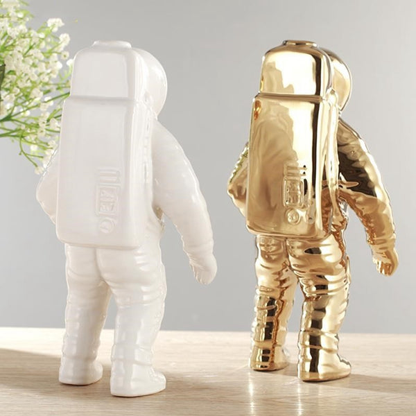 Ceramic Modern Art Golden Astronaut Sculpture