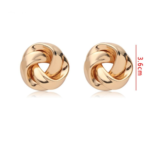 High Fashion Oversized Gold Knot Earrings