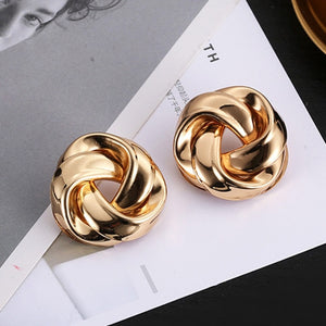 High Fashion Oversized Gold Knot Earrings