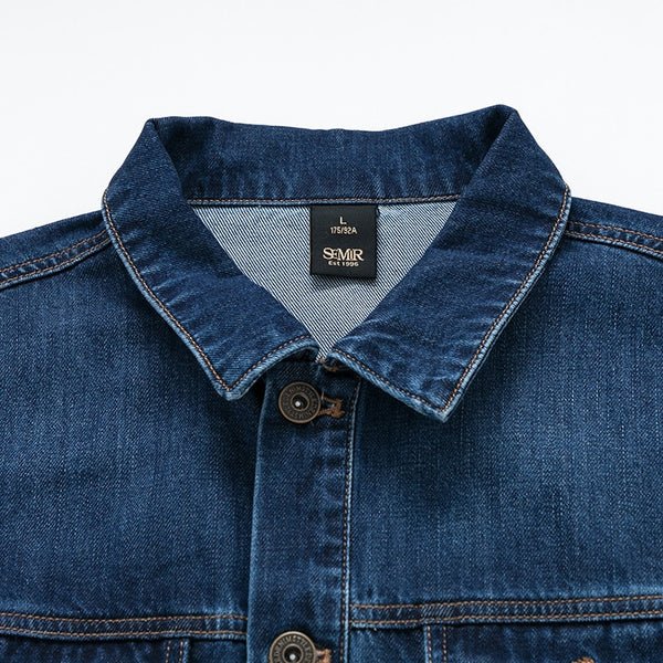 Men's Classic Denim Jean Jacket w Brass Buttons