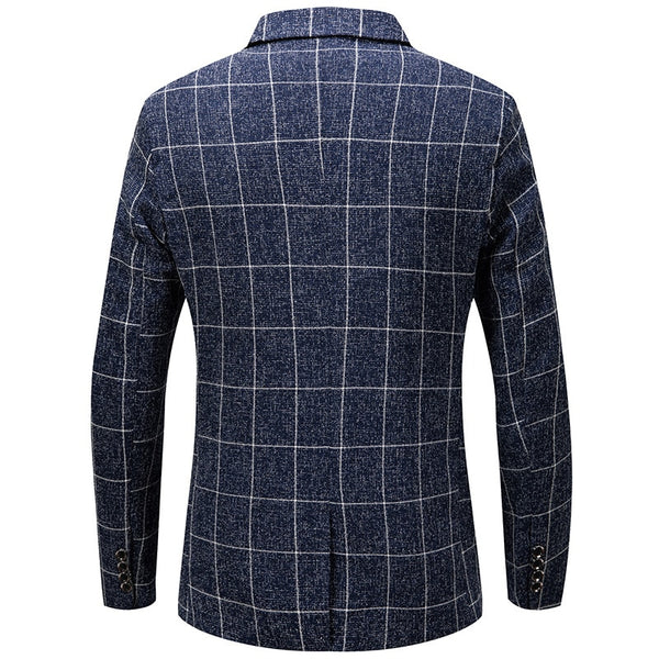 Men's Elegant European Tailored Windowpane Sports Jacket