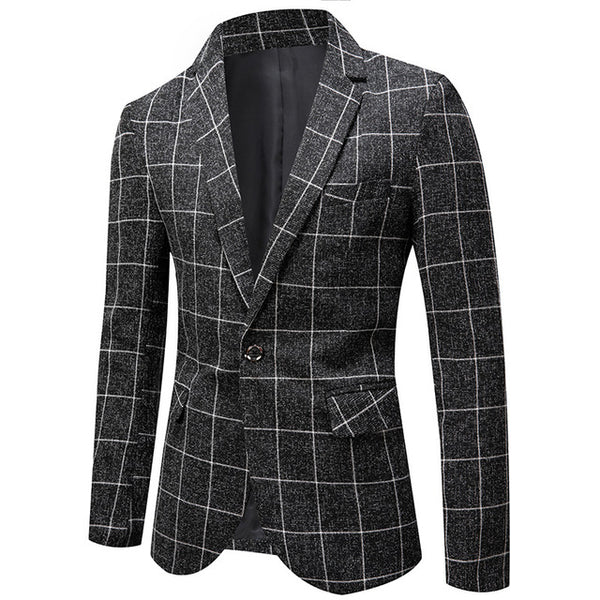 Men's Elegant European Tailored Windowpane Sports Jacket