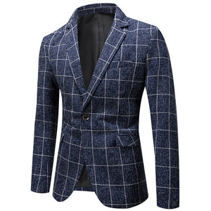 Men's Elegant European Tailored Windowpane Sports Jacket