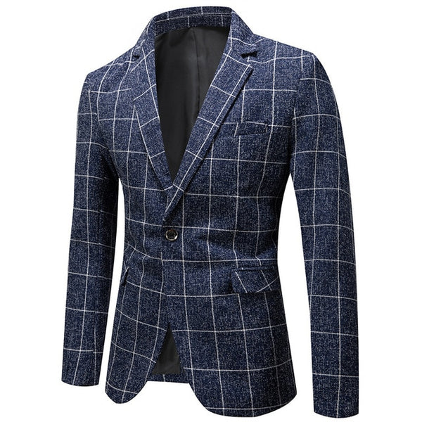 Men's Elegant European Tailored Windowpane Sports Jacket