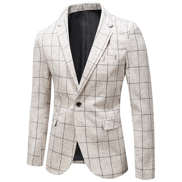 Men's Elegant European Tailored Windowpane Sports Jacket