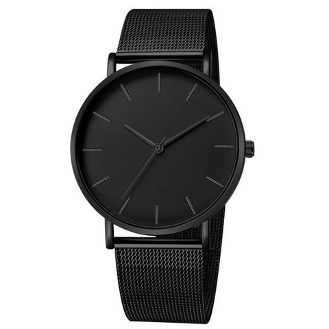 Men's Bold Modern Minimalist Wristwatch w Chain Band