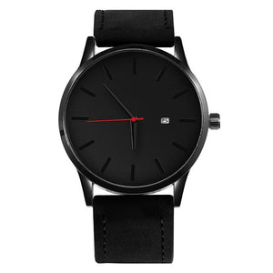 Men's Minimalist Red Hand Luxury Thin Date Wristwatch