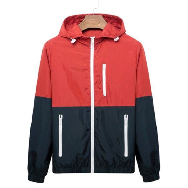 Men's Casual Quality Color Contrast Hooded Windbreaker