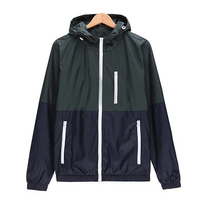 Men's Casual Quality Color Contrast Hooded Windbreaker