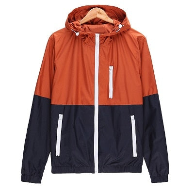 Men's Casual Quality Color Contrast Hooded Windbreaker