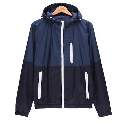 Men's Casual Quality Color Contrast Hooded Windbreaker