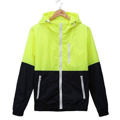 Men's Casual Quality Color Contrast Hooded Windbreaker