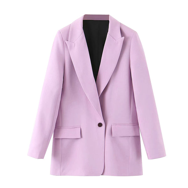 Women's Wide Peak Lapel Power Blazer in Pink