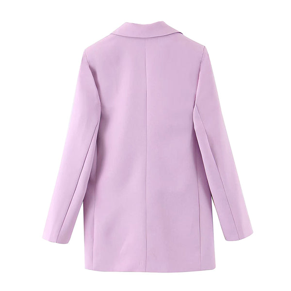 Women's Wide Peak Lapel Power Blazer in Pink