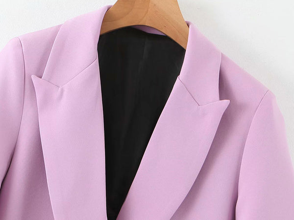 Women's Wide Peak Lapel Power Blazer in Pink